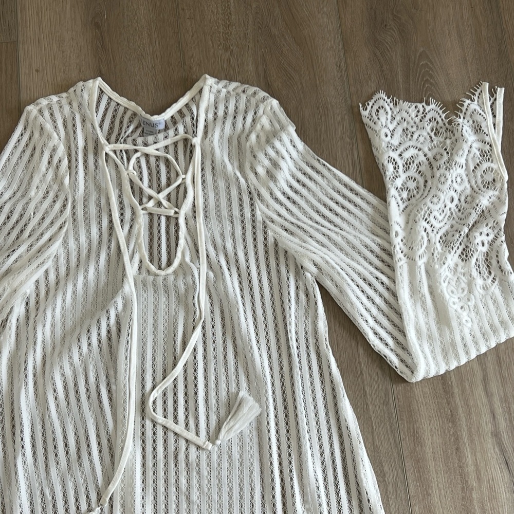 VENUS Ivory Lace-Up Swim Cover-Up - Picture 5 of 10